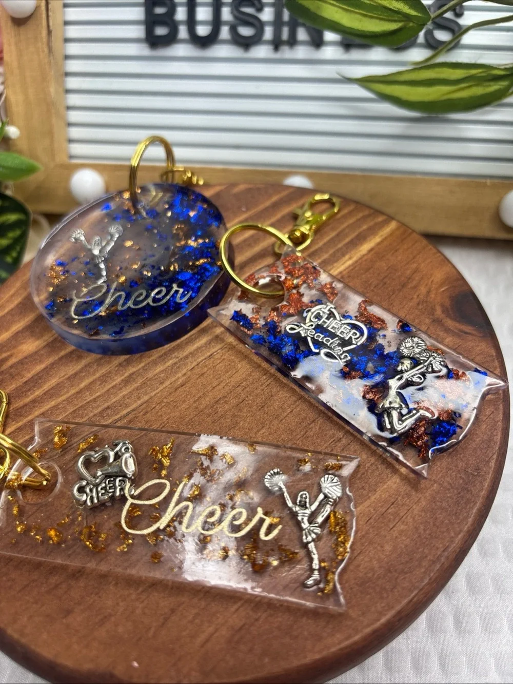 Cheer Acrylic Keychain Set - Blue & Gold